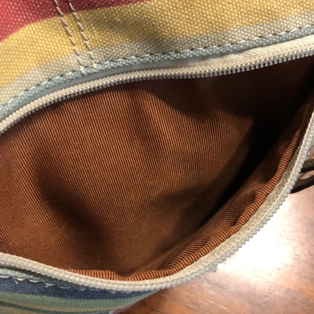 ETIENNE AIGNER Cotton Canvas Striped Multicolor Shoulder Bag